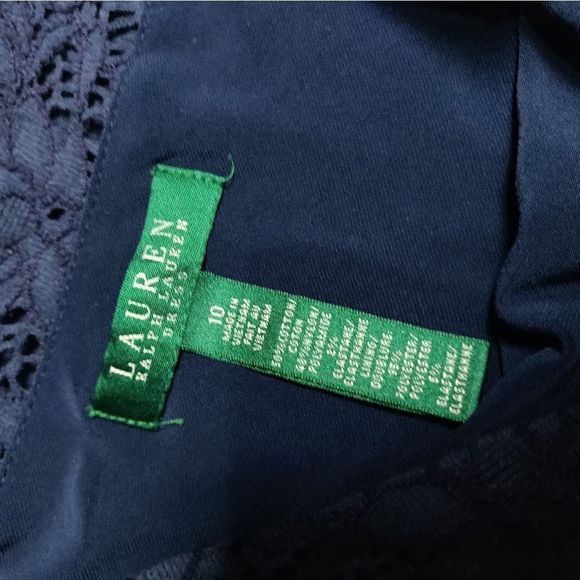 RALPH LAUREN BLUE ONE SHOULDER LACE FITTED EVENING DRESS SIZE 10 - Picture 5 of 6